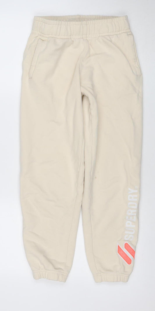 Superdry Women's Beige Jogger Sweatpants Size 6 Cotton Blend
