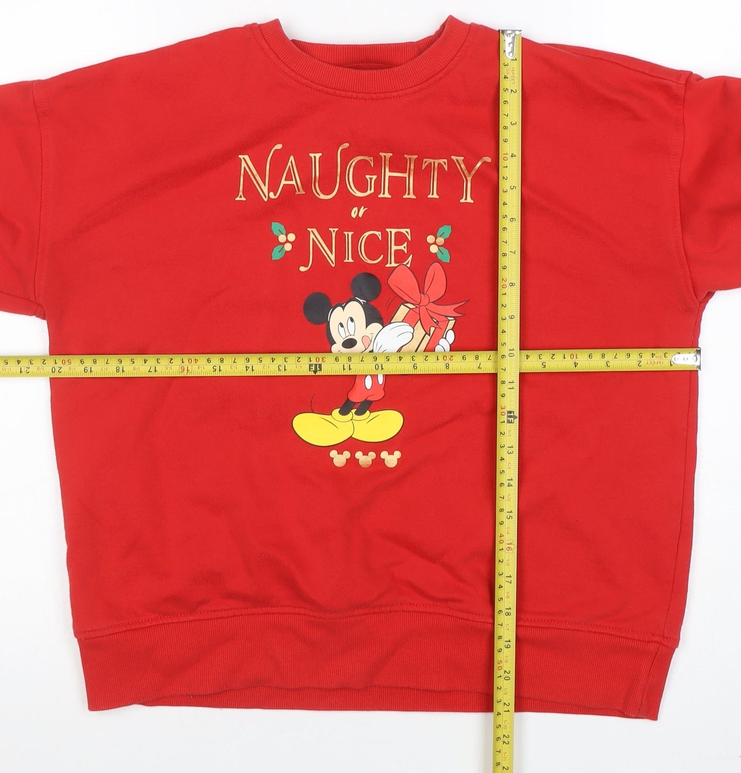 Disney Women Red XS Sweatshirt Mickey Mouse Christmas Naughty or Nice