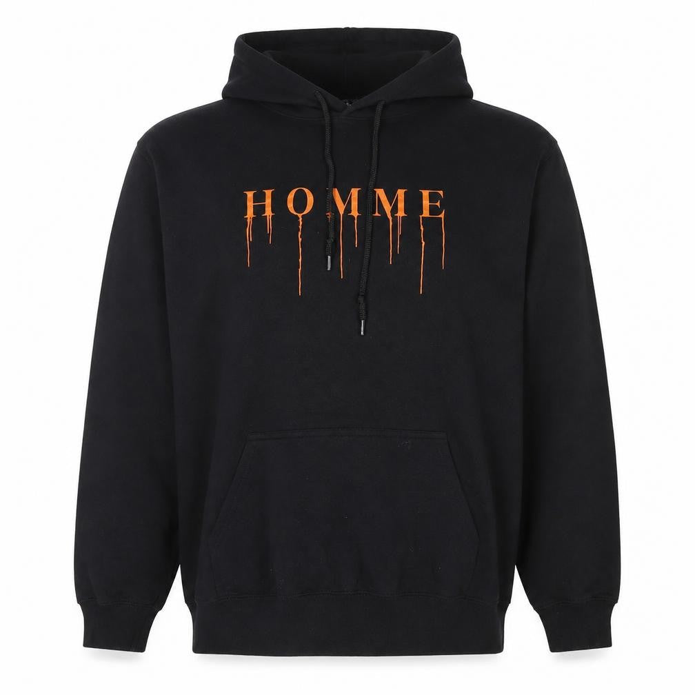 boohooMAN Men's Black 'HOMME' Graphic Pullover Hoodie Size M