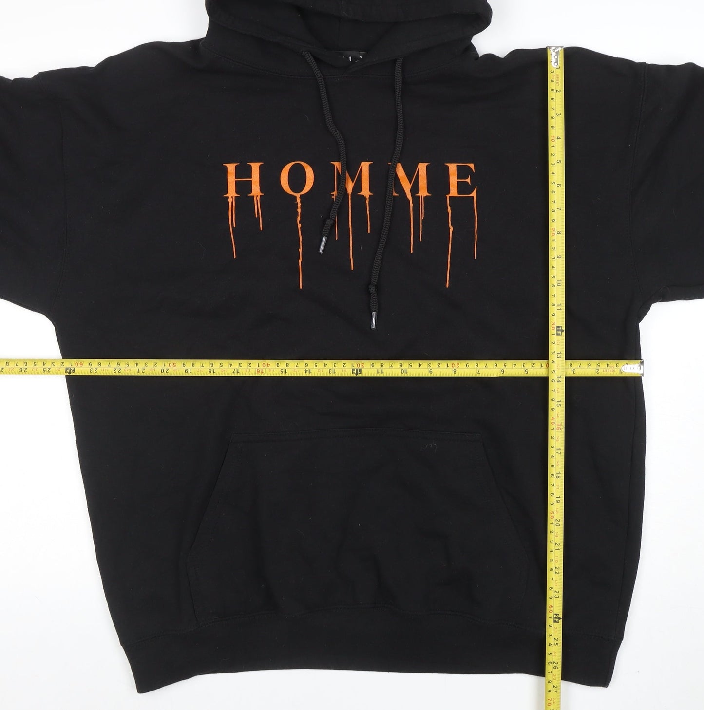boohooMAN Men's Black 'HOMME' Graphic Pullover Hoodie Size M