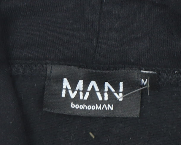 boohooMAN Men's Black 'HOMME' Graphic Pullover Hoodie Size M
