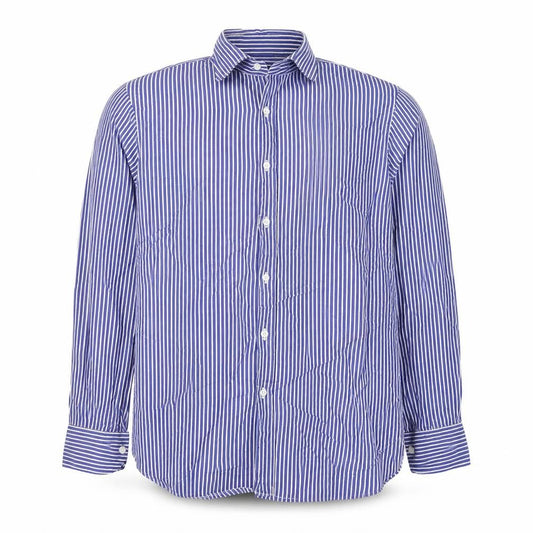 Bagutta Men's Blue Striped Cotton Long Sleeve Button-Up Shirt Size 16