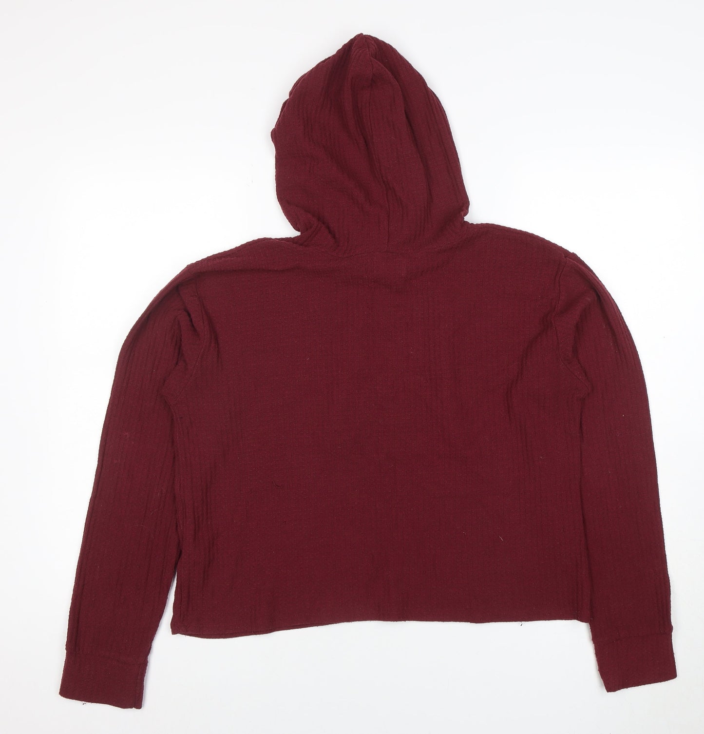 Hollister Women’s Burgundy Pullover Hoodie Medium Ribbed Knit Casual