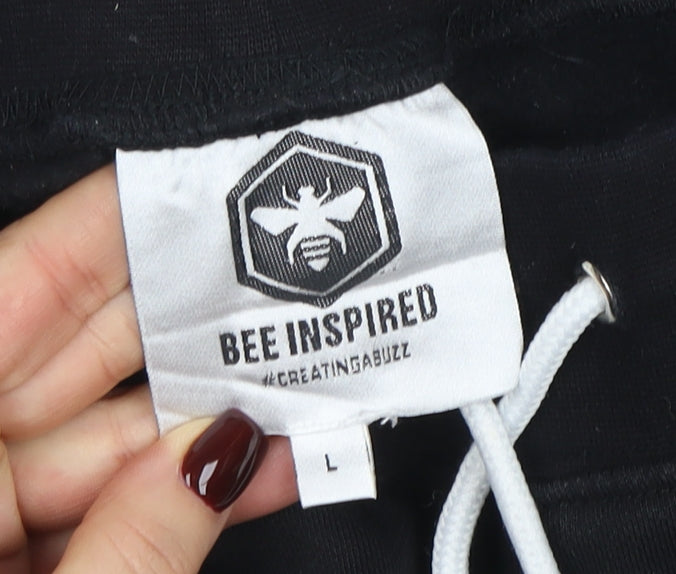 Bee Inspired Men Black L Jogger Sweatpants 100% Cotton Drawstring