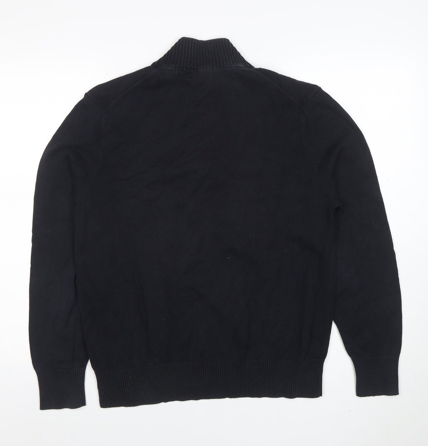 Eddie Bauer Men’s Black 1/4 Zip Cotton Cashmere Jumper Size S