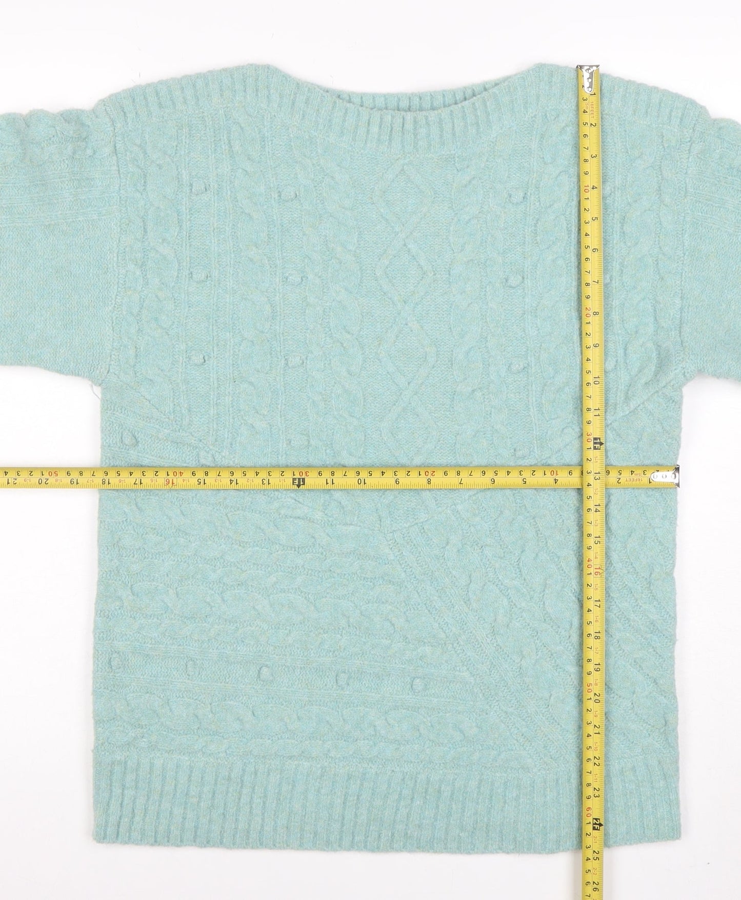 Monsoon Women’s Blue Cable Knit Crew Neck Jumper Size S