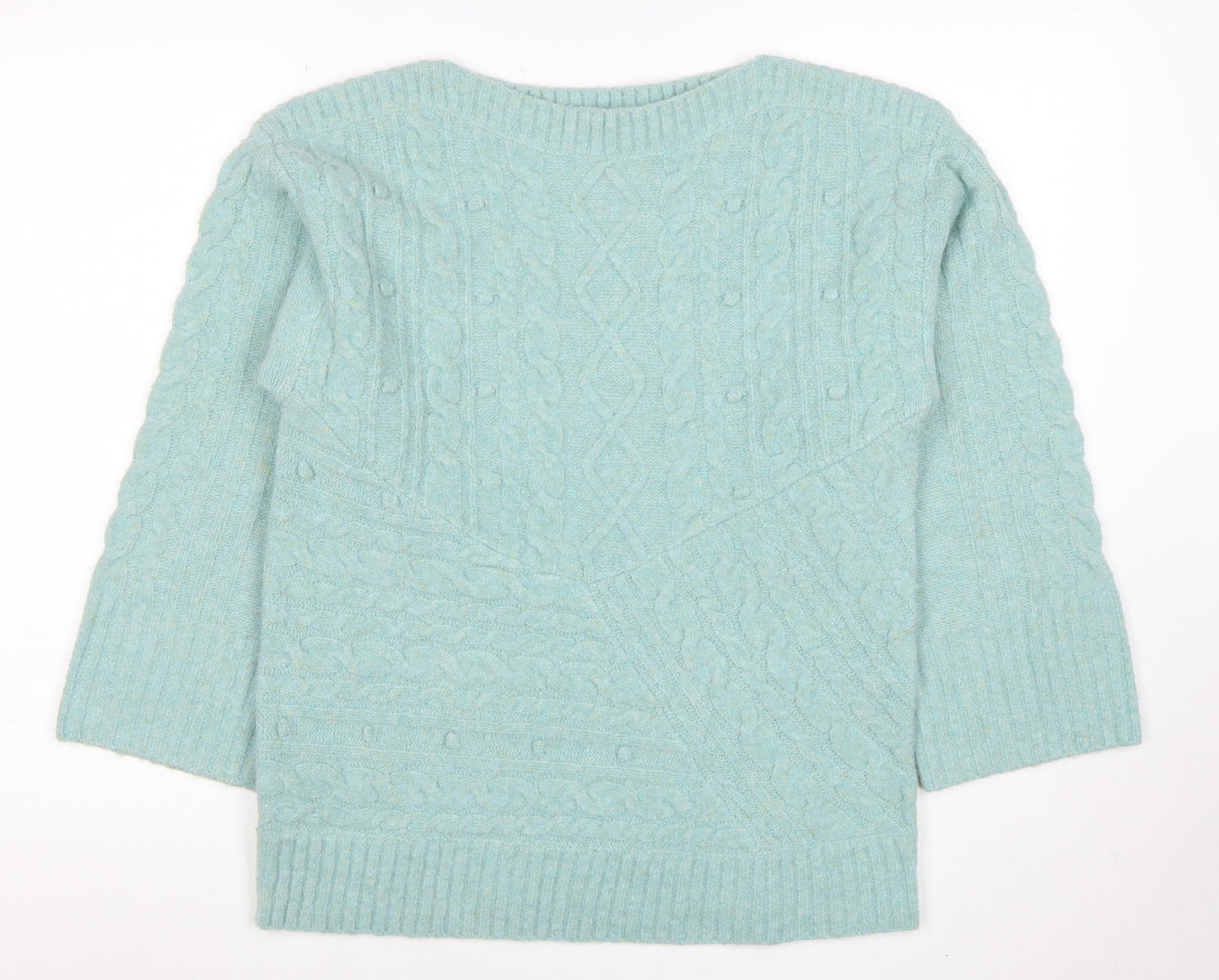 Monsoon Women’s Blue Cable Knit Crew Neck Jumper Size S