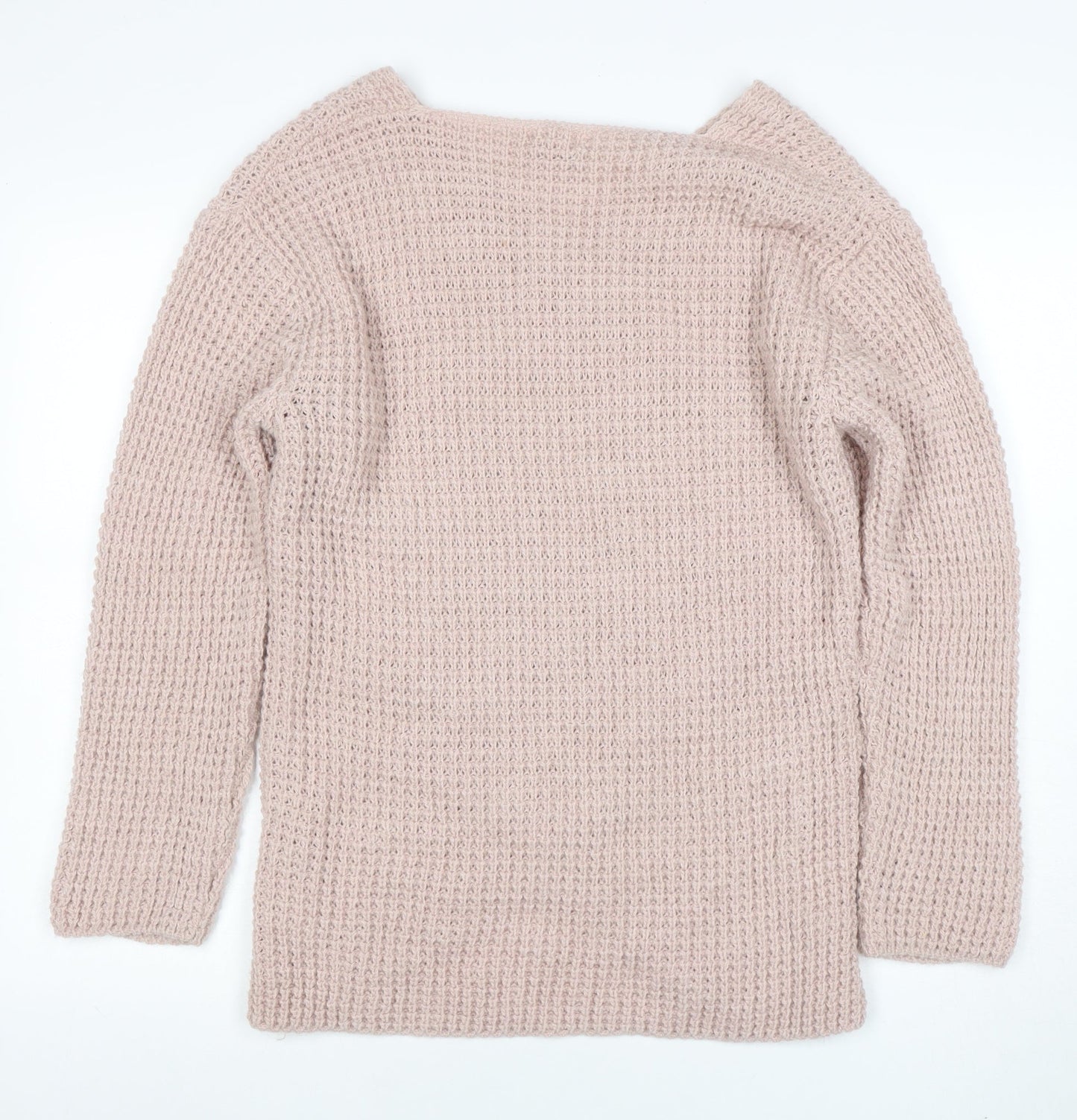 LUCA VANNUCCI Women Beige XL Wrap Chunky Knit V-Neck Jumper