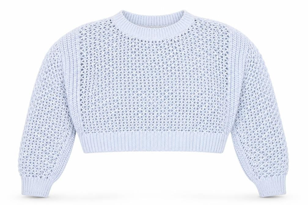 Primark Women Blue Open-Knit Relaxed Pullover Jumper Size S
