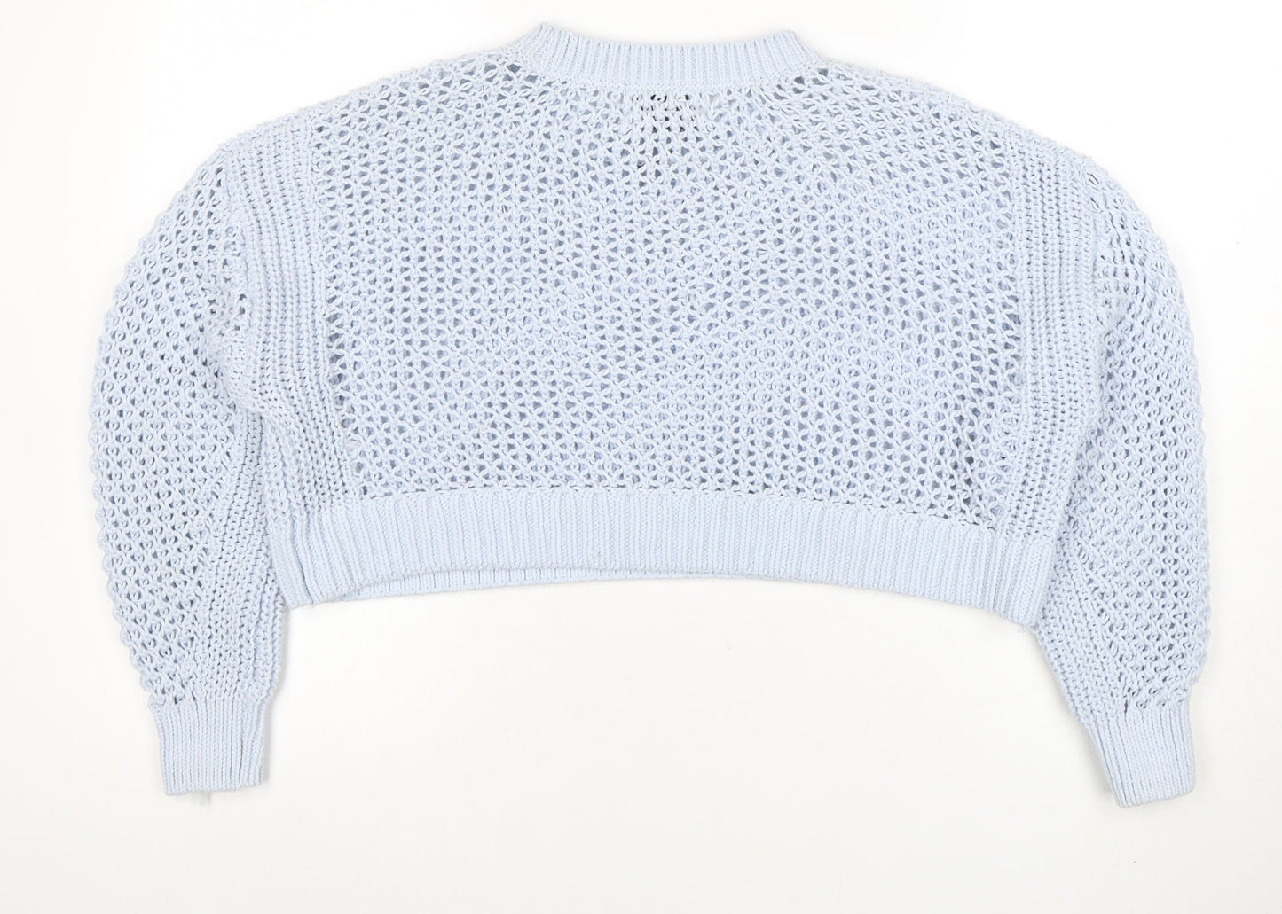 Primark Women Blue Open-Knit Relaxed Pullover Jumper Size S