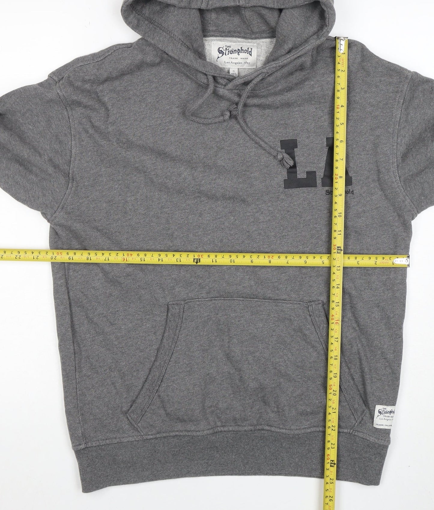 The Stronghold Men’s Grey Pullover Hoodie S Graphic LA Logo