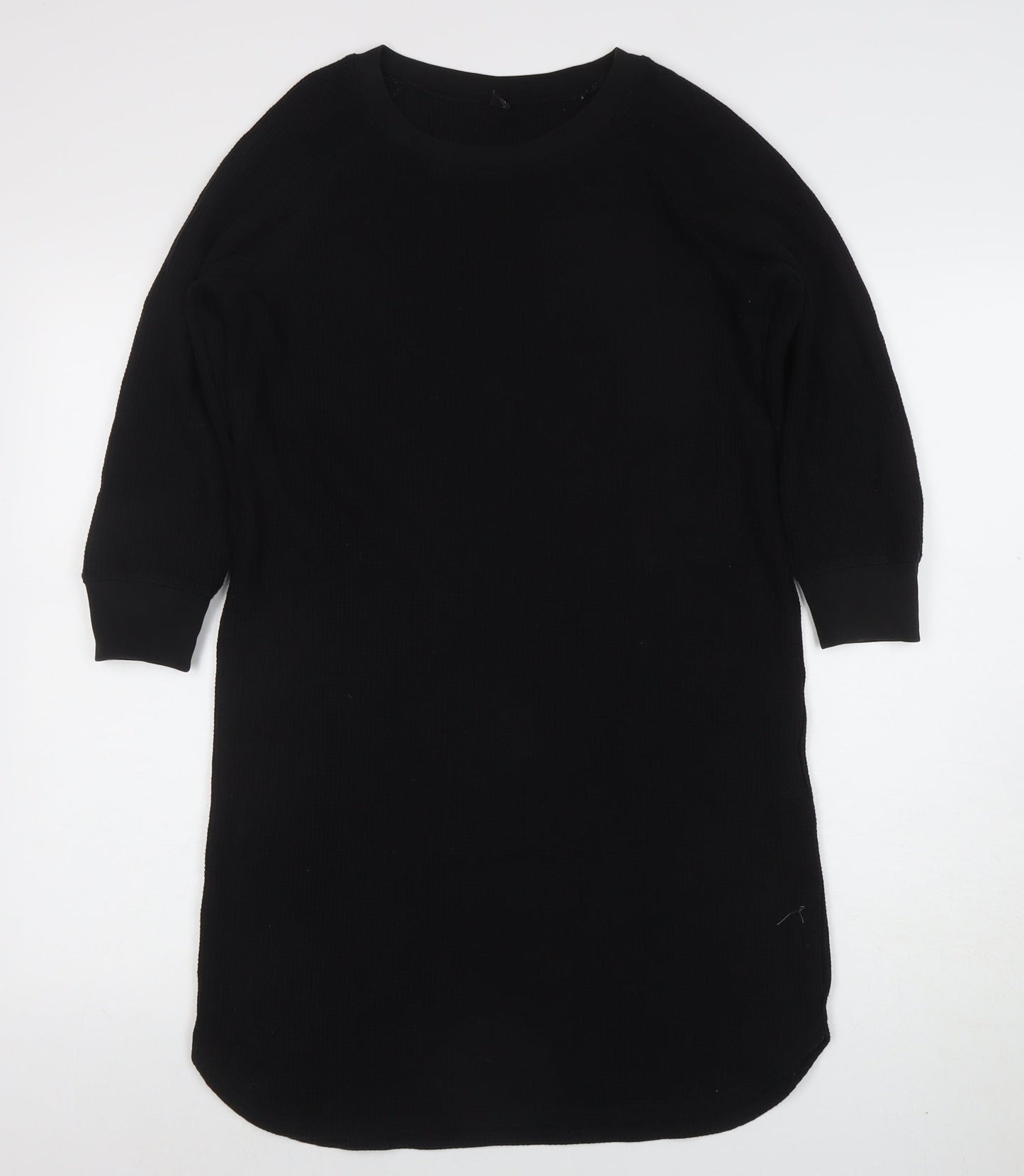 Uniqlo Women Black S T-Shirt Dress Knit Long Sleeve Casual Workwear