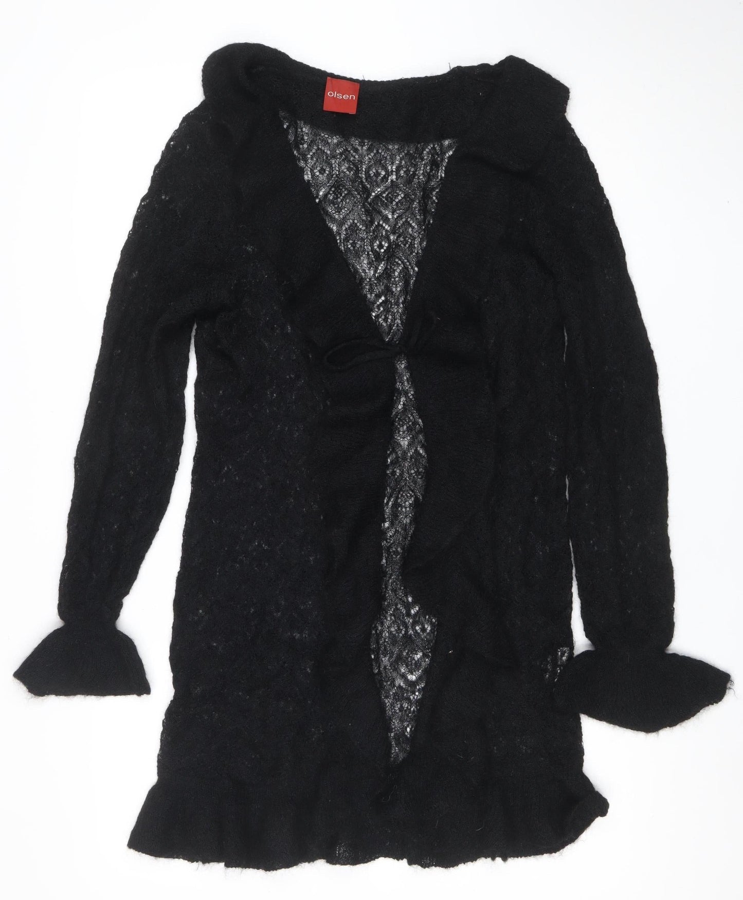 Olsen Womens Black Mohair Knit Open Cardigan Size 12