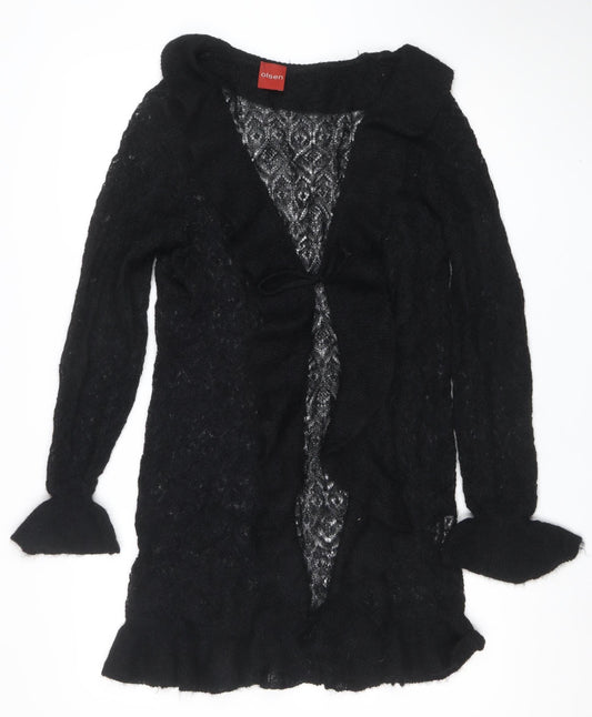 Olsen Womens Black Mohair Knit Open Cardigan Size 12