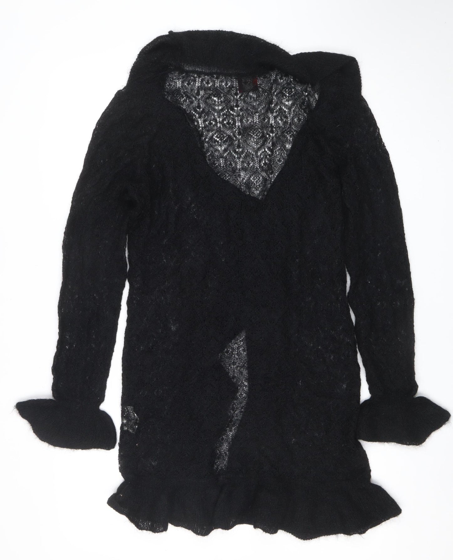 Olsen Womens Black Mohair Knit Open Cardigan Size 12