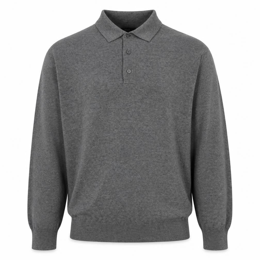 Marks & Spencer Mens Grey 2XL Cotton Rich Long Sleeve Polo