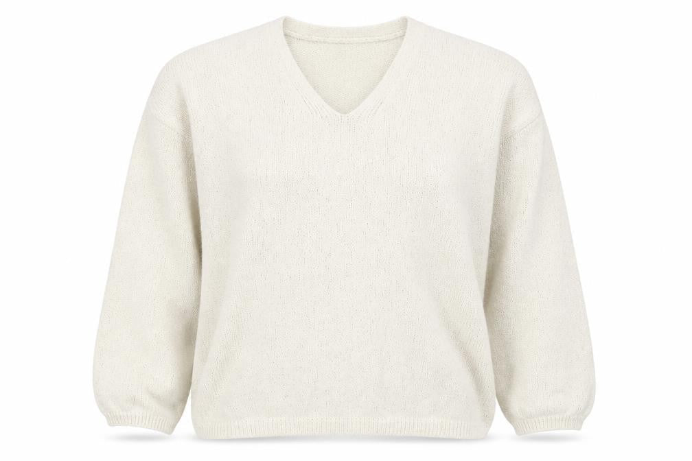 F&F Womens Ivory V-Neck Knit Pullover Jumper Size M