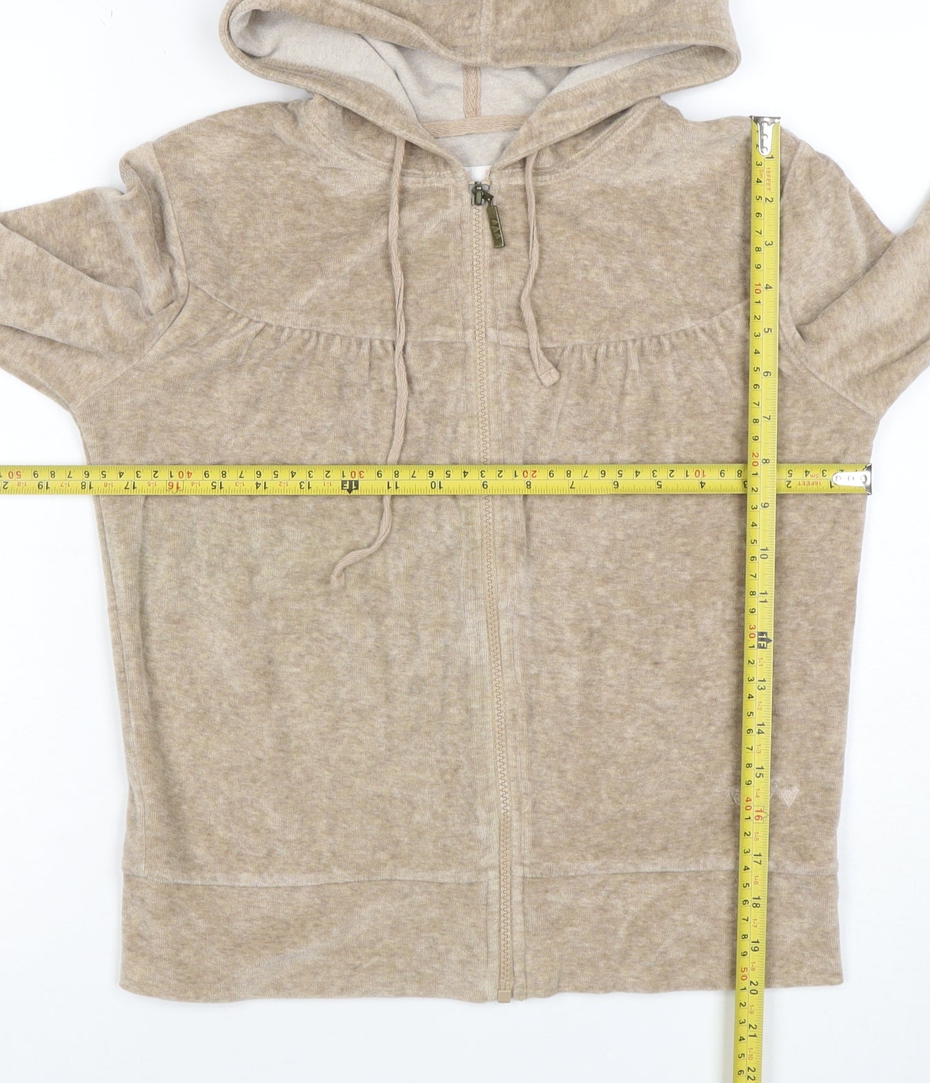 Fun Jeans Womens Beige Full Zip Hoodie Size M Casual Soft Cotton Blend