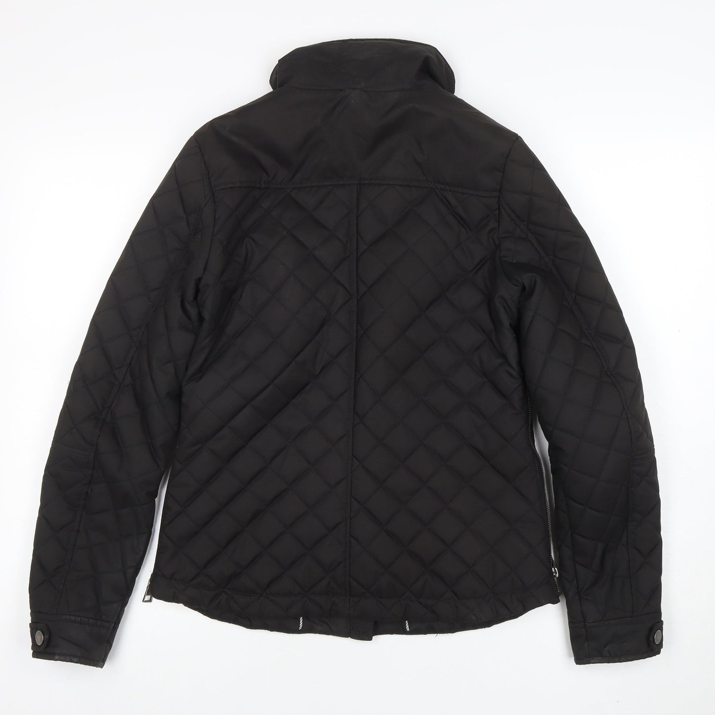 Next Women's Black Quilted Mid-Length Jacket Size 8 Shower Resistant