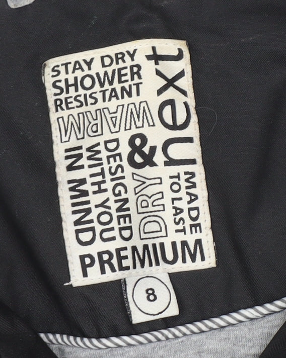Next Women's Black Quilted Mid-Length Jacket Size 8 Shower Resistant