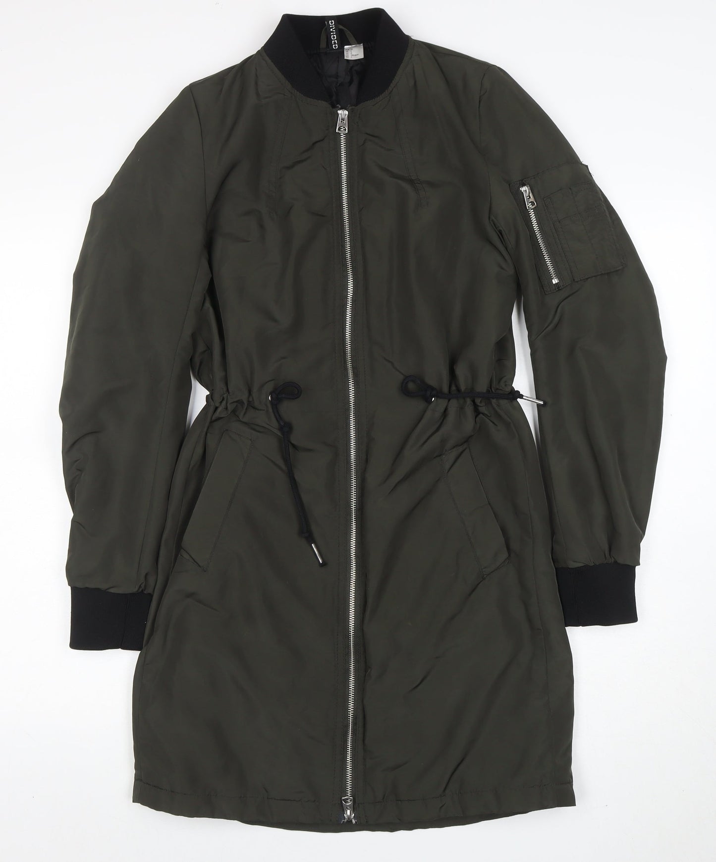 H&M Divided Women’s Green Bomber Jacket Size 6 Mid-Length Zip Casual