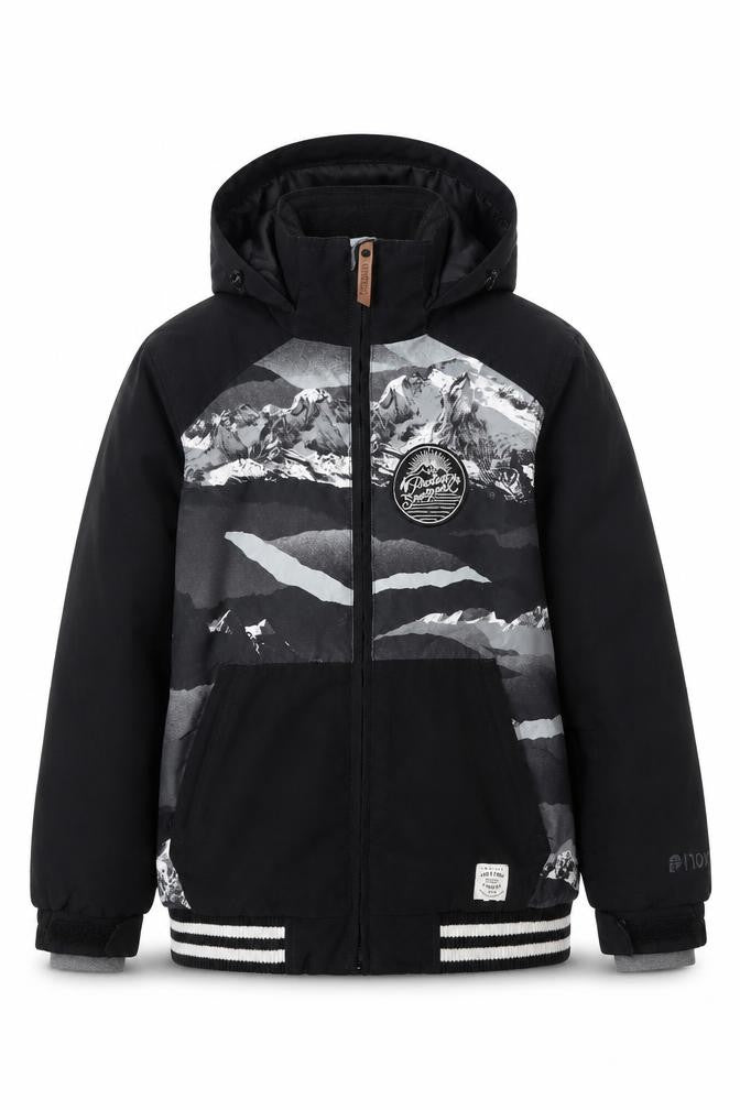Protest Boys Black Mountain Print Hooded Waterproof Puffer Jacket 10Y