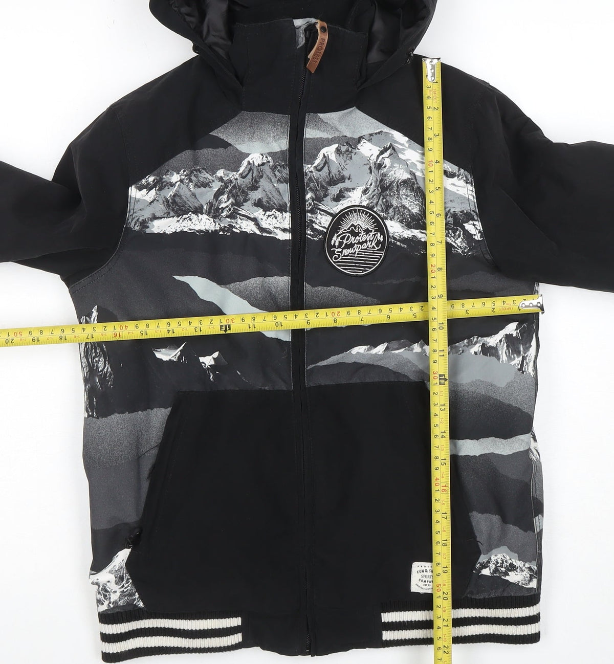 Protest Boys Black Mountain Print Hooded Waterproof Puffer Jacket 10Y