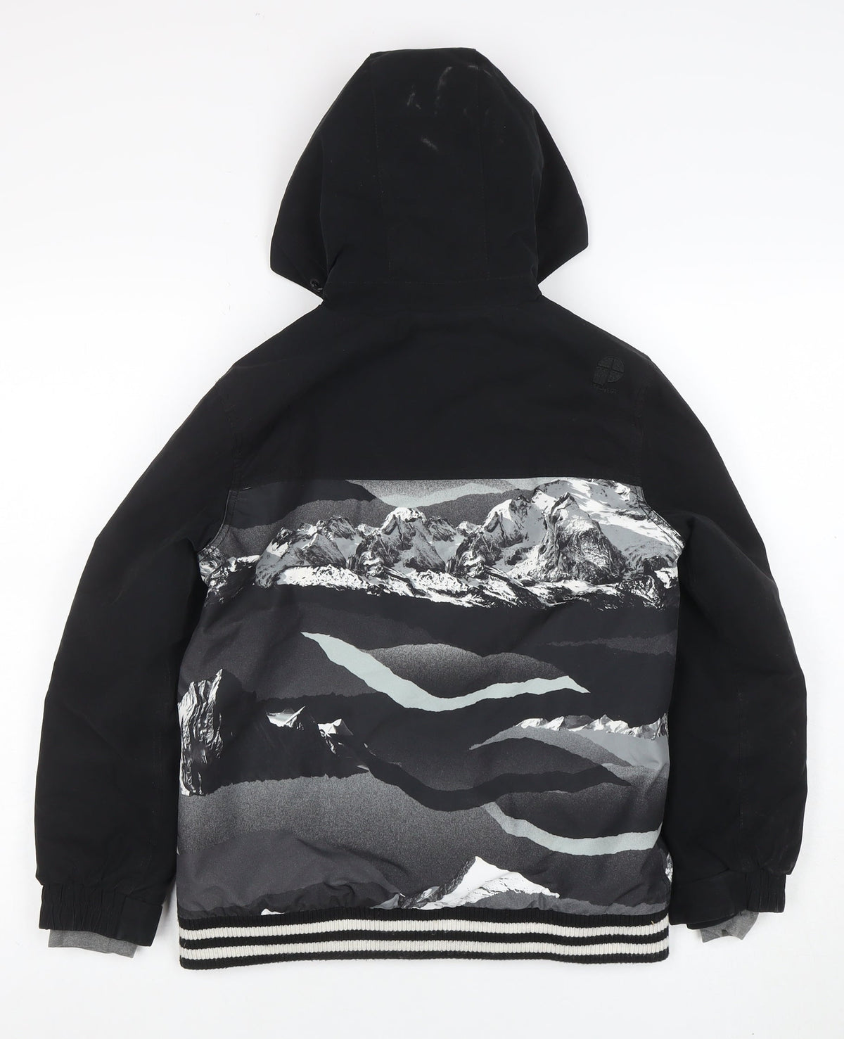 Protest Boys Black Mountain Print Hooded Waterproof Puffer Jacket 10Y