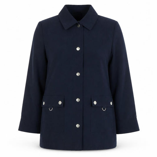 ISLE Womens Blue Mid-Length Button Jacket Size 10