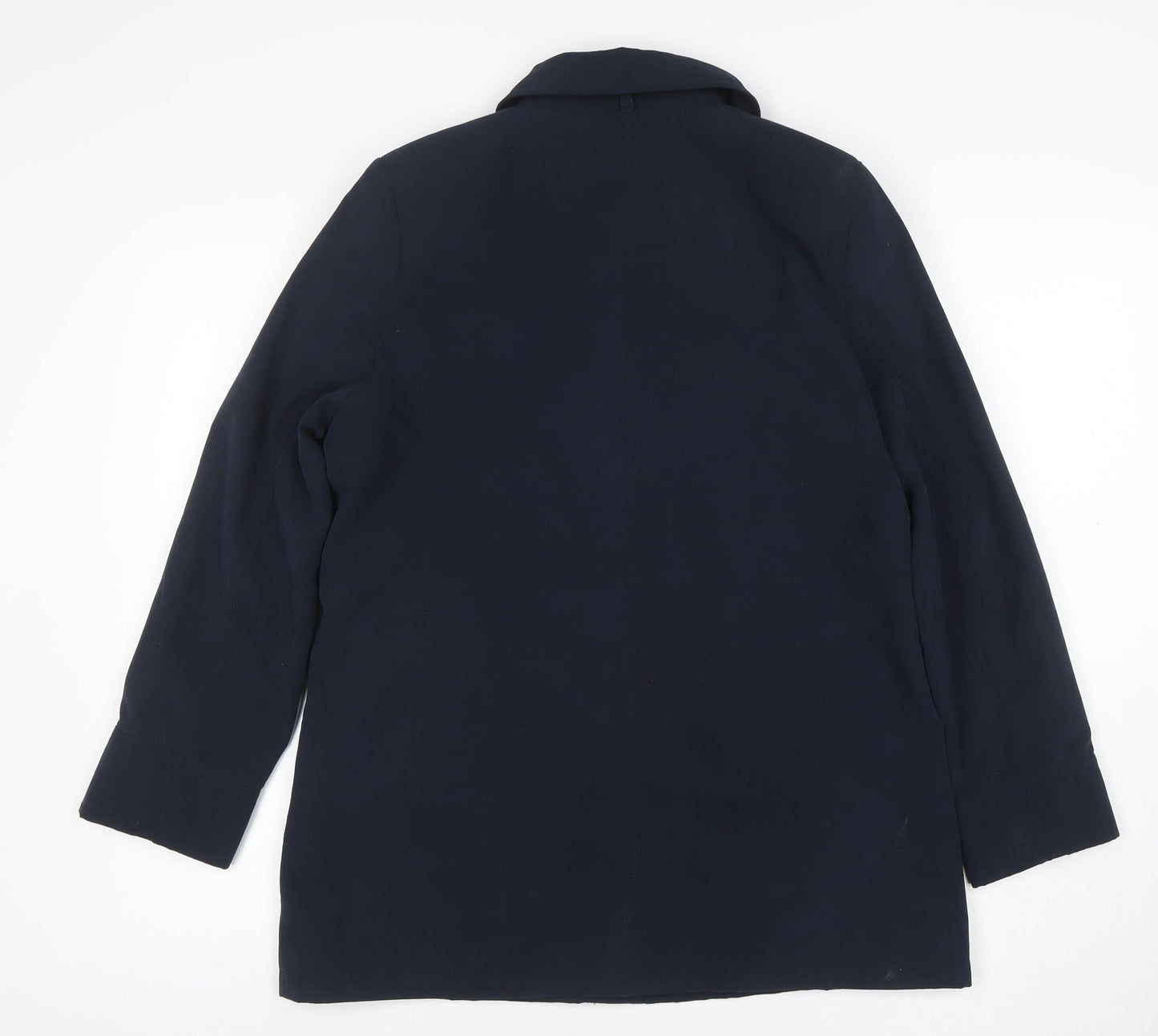 ISLE Womens Blue Mid-Length Button Jacket Size 10