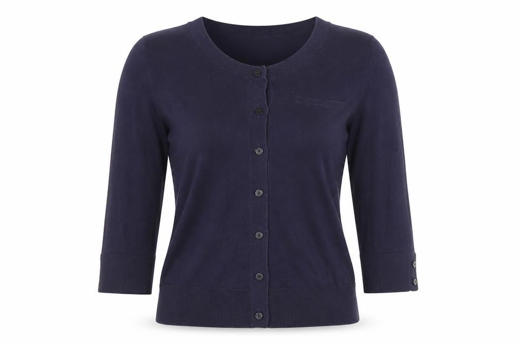 Gap Women's Blue Cotton 3/4 Sleeve Button Cardigan M