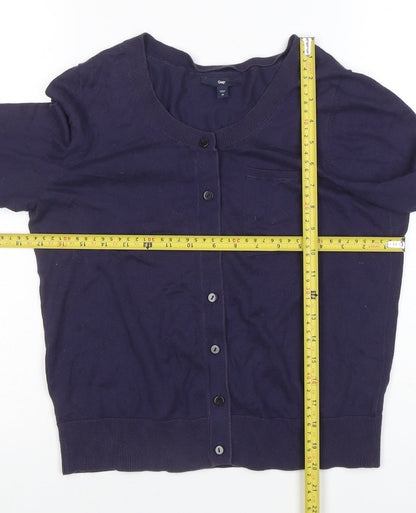 Gap Women's Blue Cotton 3/4 Sleeve Button Cardigan M