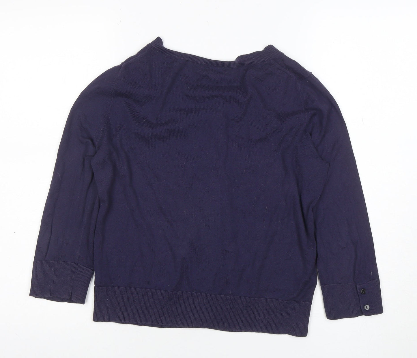 Gap Women's Blue Cotton 3/4 Sleeve Button Cardigan M