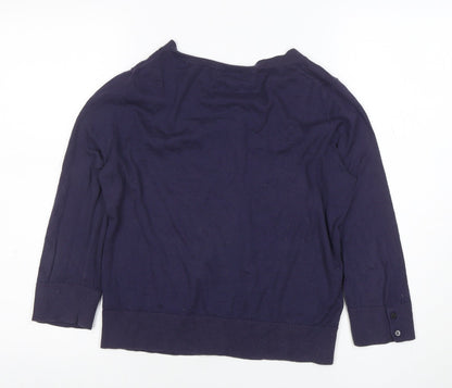 Gap Women's Blue Cotton 3/4 Sleeve Button Cardigan M