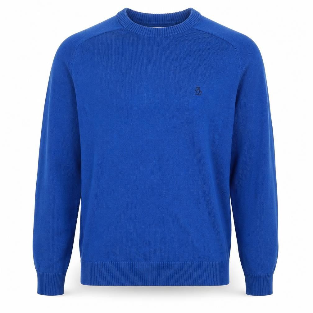 Original Penguin Men's Blue Cotton Crew Neck Jumper Size L