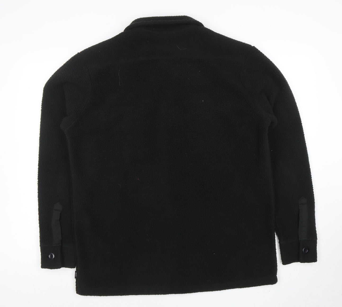 INDICODE Men’s Black Fleece Button Jacket L Collared Mid-Length