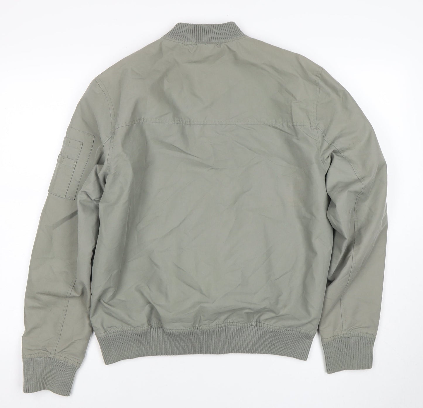 River Island Men's Grey Bomber Jacket M Lightweight Zip-Up Classic Style