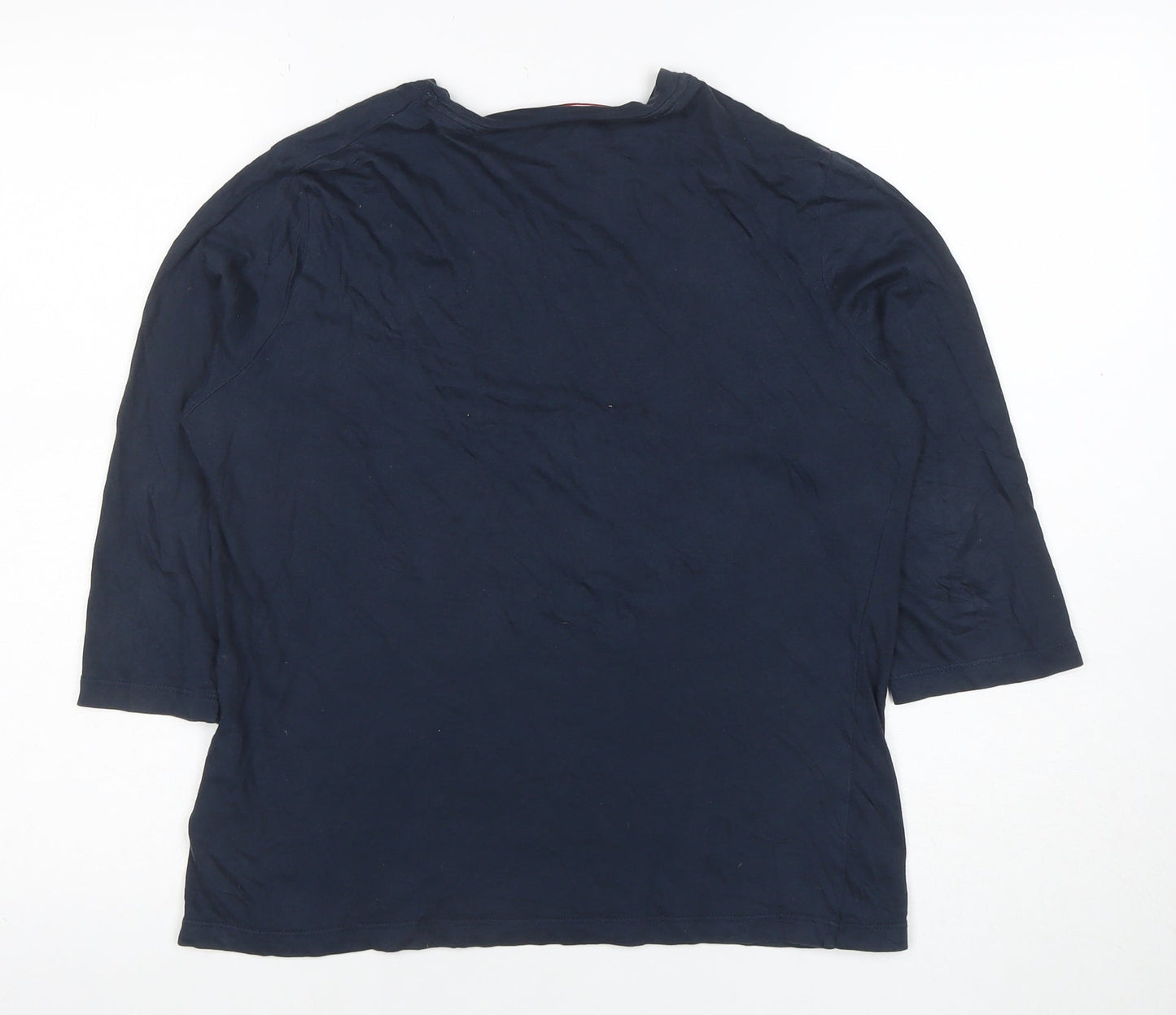 Tommy Hilfiger Women's Blue 3/4 Sleeve Cotton Jersey T-Shirt M