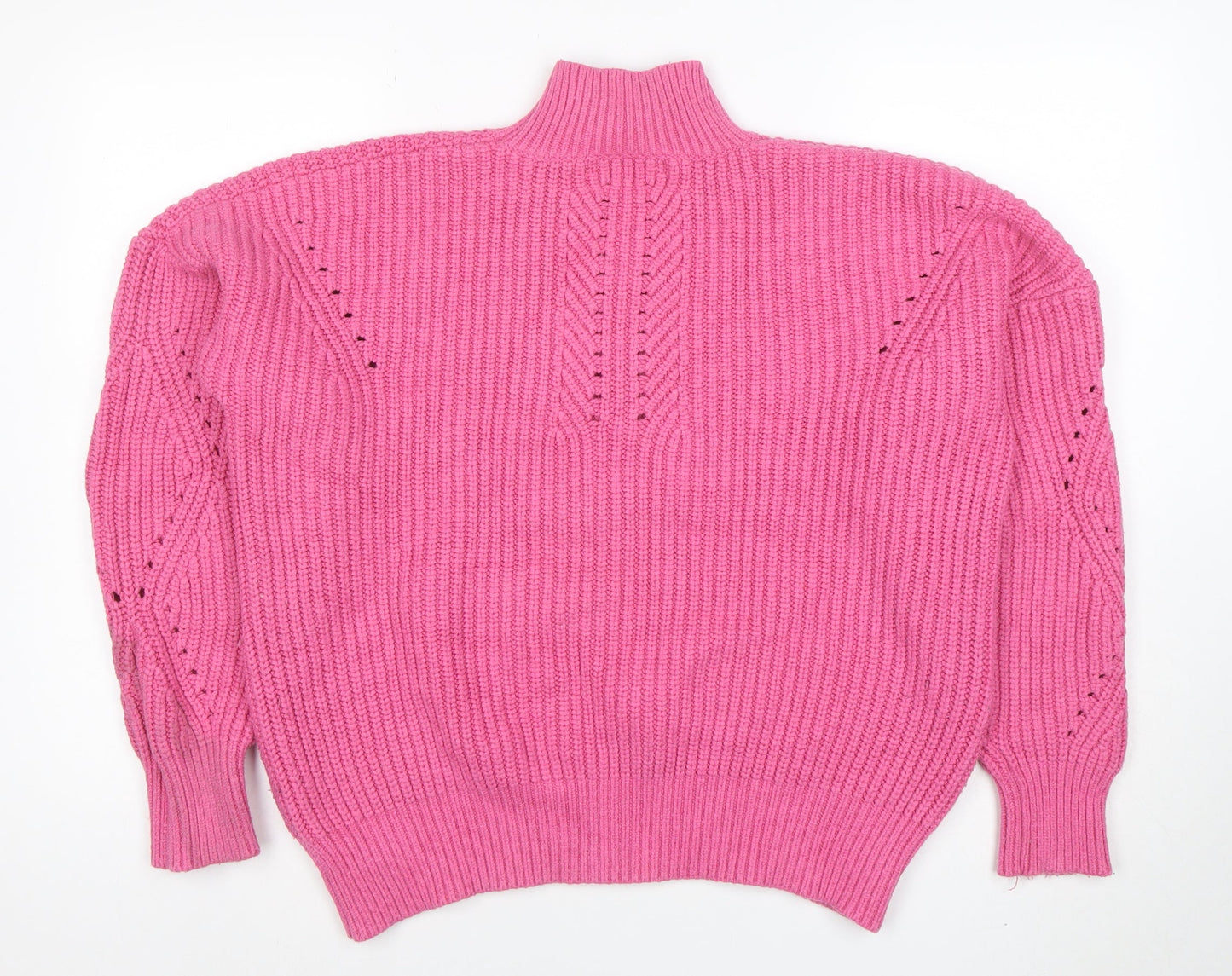 V by Very Women Pink Rib Knit Mock Neck Pullover Jumper Size 14