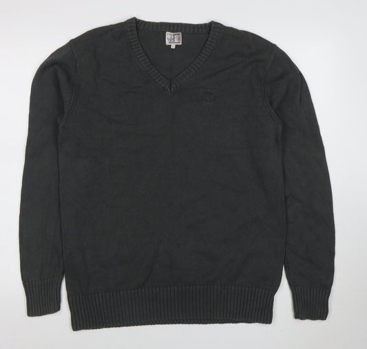 Firetrap Men’s Grey Cotton V-Neck Jumper Size L