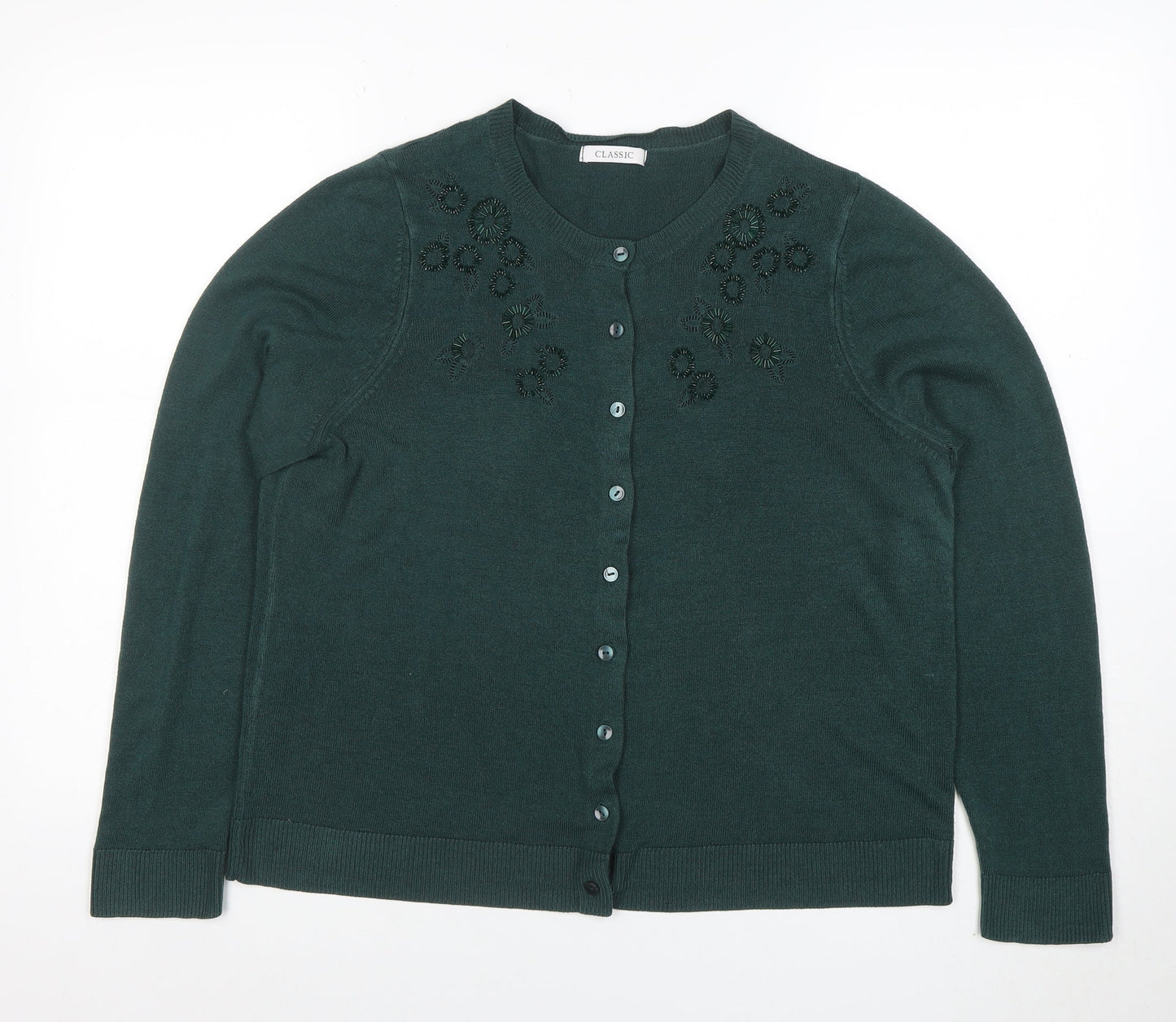 Marks and Spencer Women’s Green Beaded Cardigan Size 16