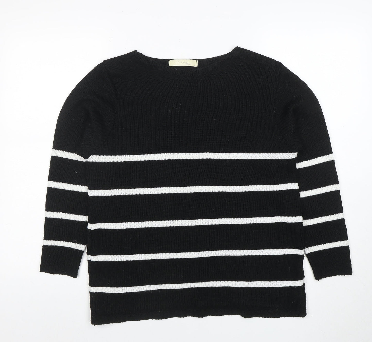 Nougat London Women's Black Striped Knit Pullover Jumper Size L