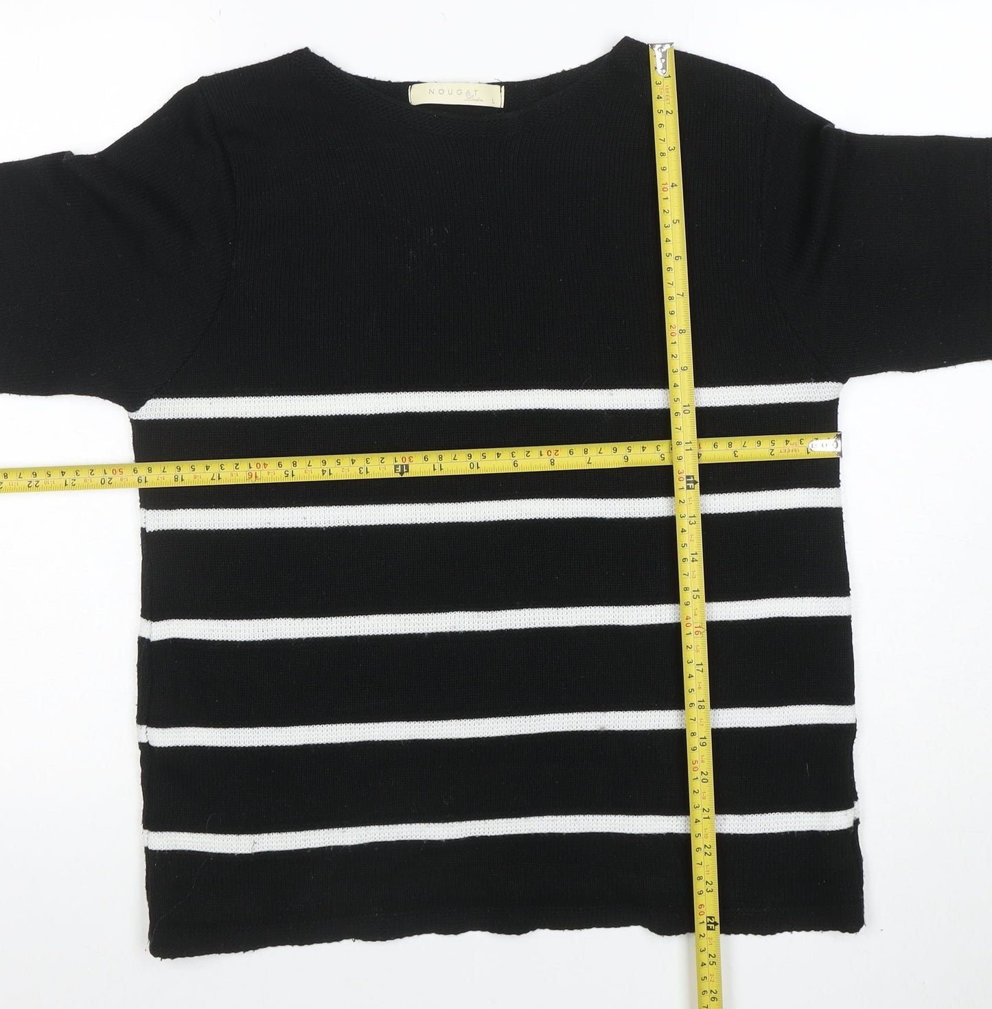 Nougat London Women's Black Striped Knit Pullover Jumper Size L