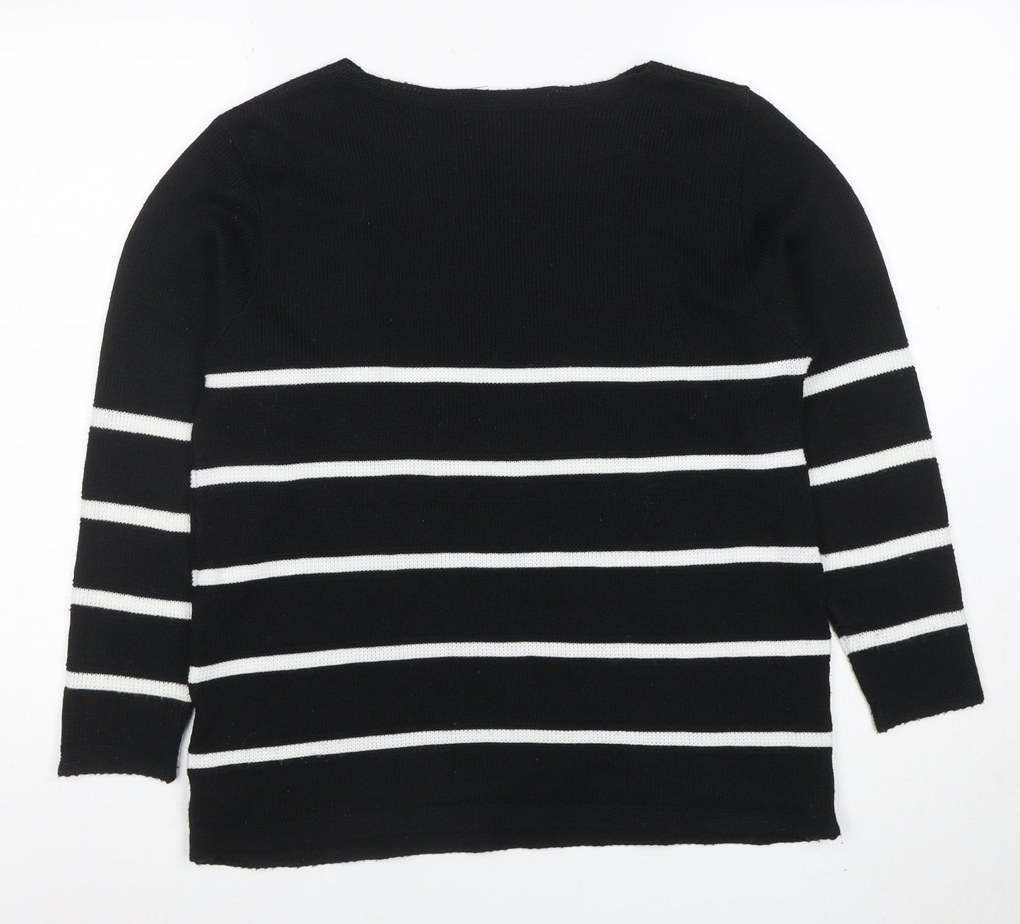 Nougat London Women's Black Striped Knit Pullover Jumper Size L