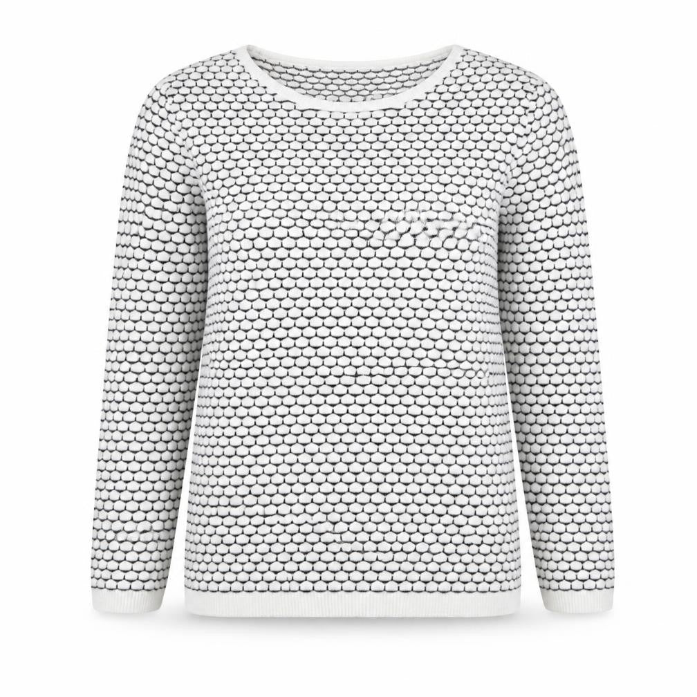 Caroll Women’s White Black Cotton Knit Pullover Jumper Size 10