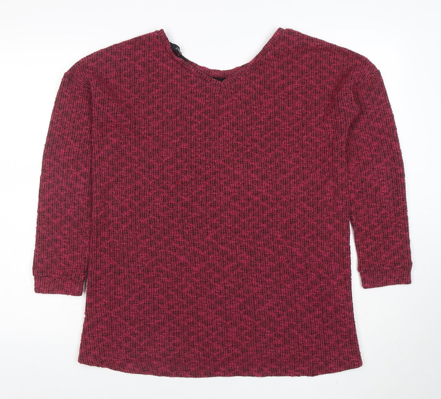 Next Women’s Red Knit Tunic Jumper Size 12 Round Neck 3/4 Sleeve