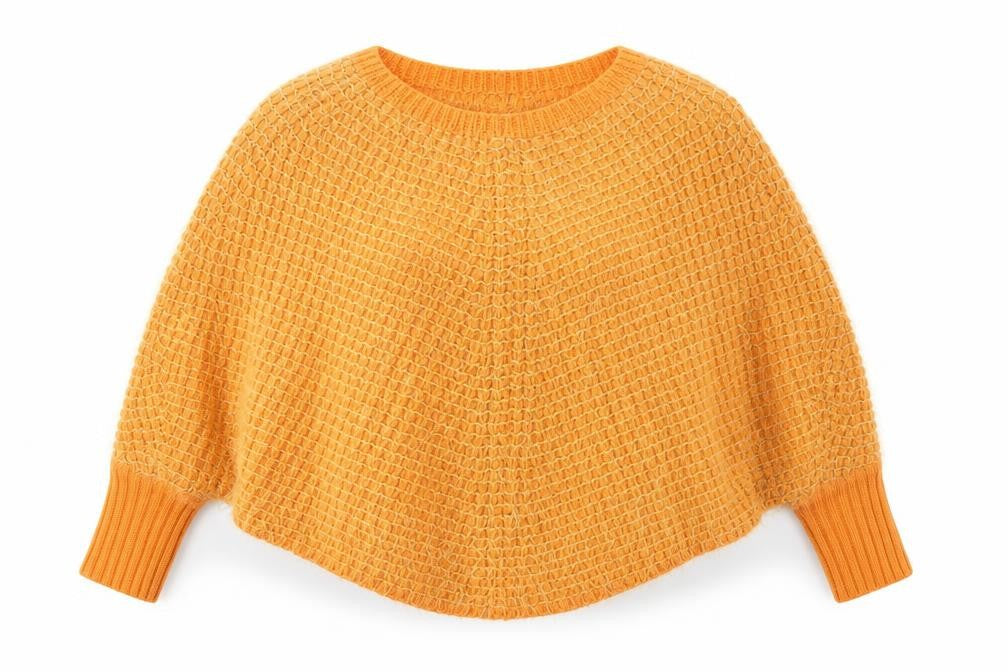 Fexata Women’s Orange Wool Blend Chunky Knit Cape Jumper S
