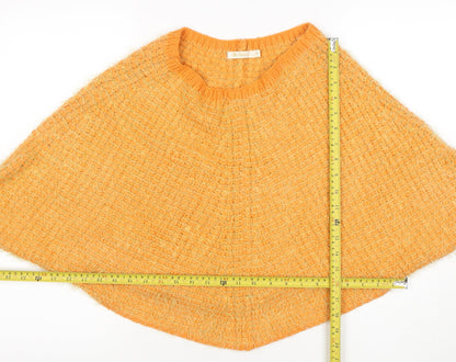 Fexata Women’s Orange Wool Blend Chunky Knit Cape Jumper S