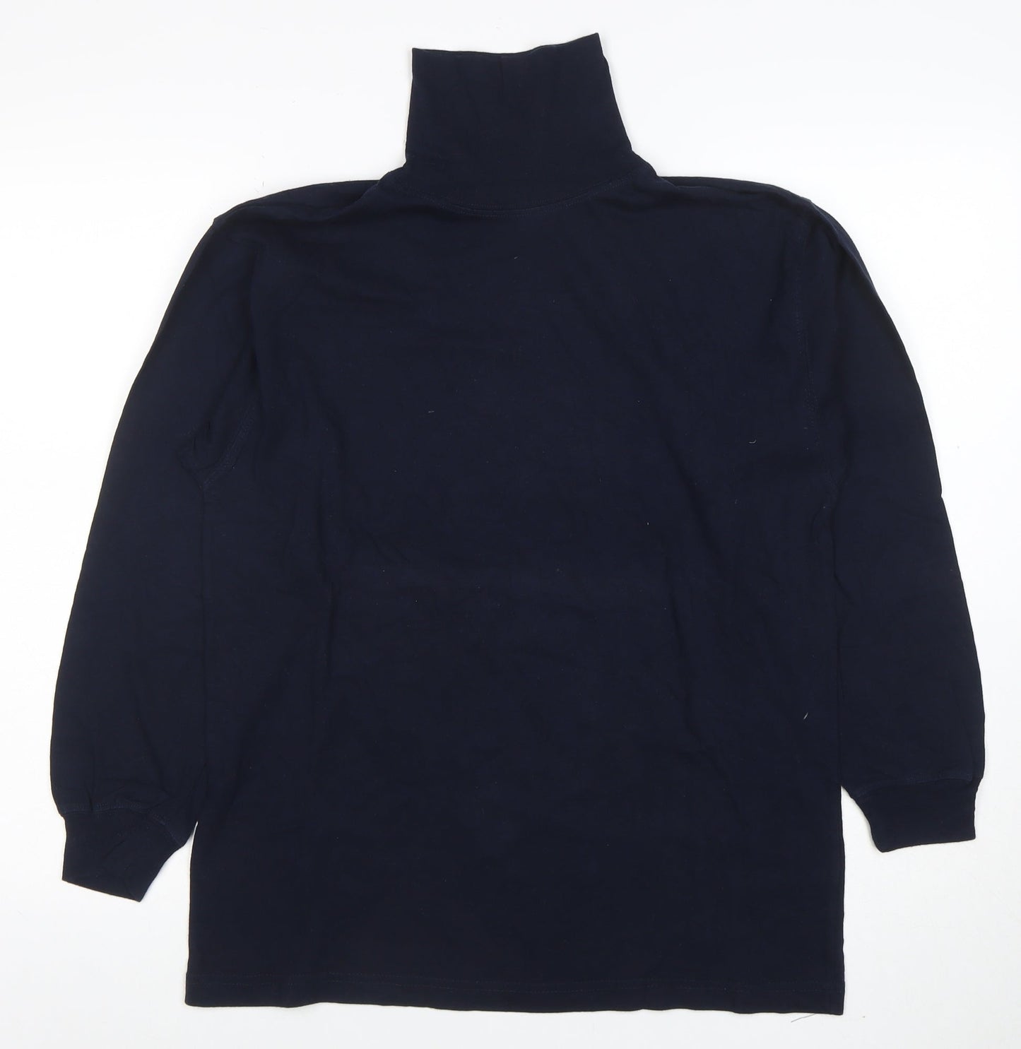 Jumpers Women’s Blue Cotton Roll Neck Long Sleeve Top Size S