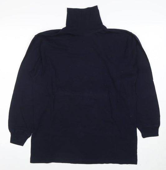 Jumpers Women’s Blue Cotton Roll Neck Long Sleeve Top Size S